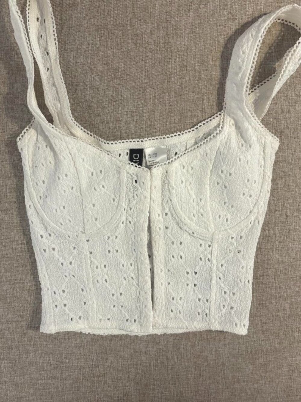 eyelet white and cream corset bustier tank crop top h and m